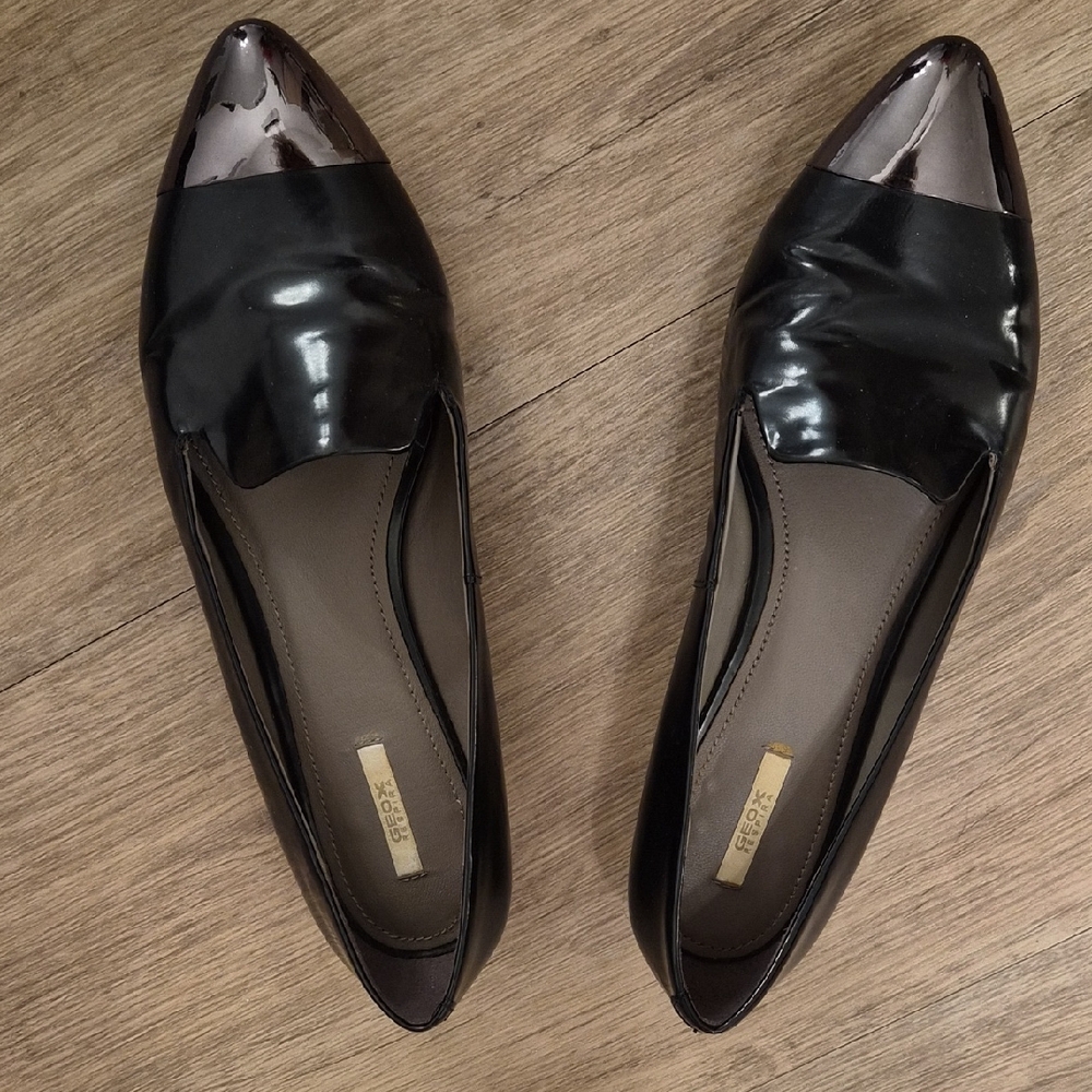 Geox Black and Silver Loafers